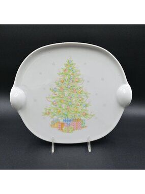 The Toscany Collection Christmas Tree Serving Platter Tray Vintage Holiday 12"
